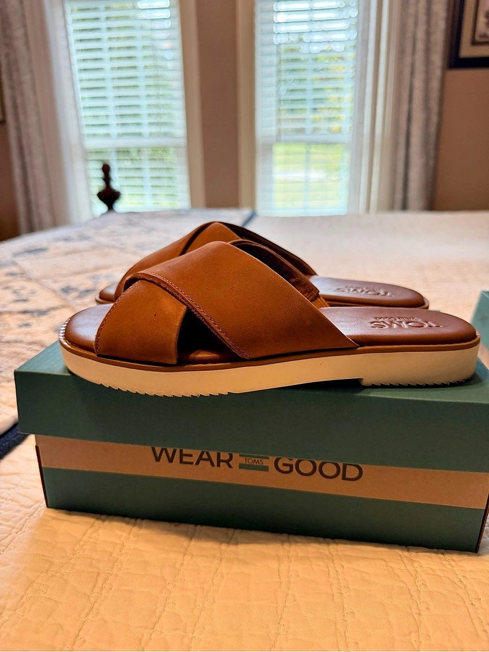 TOMS Mae Crossover Slide Sandal Brown US 6